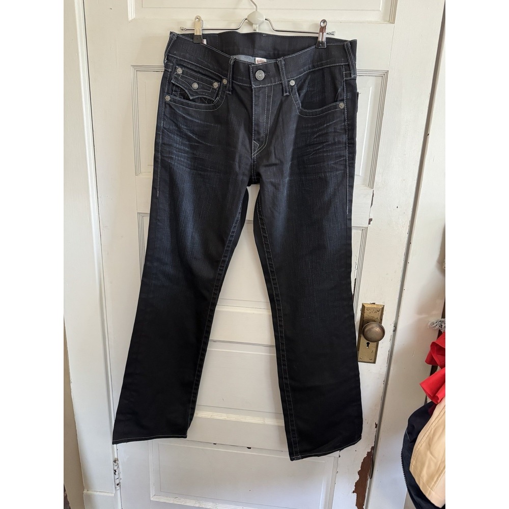 VTG True Religion Men's‎ Ricky Dark Wash Jeans Size 34/34–Y2K-00s-Streetwear-EUC
